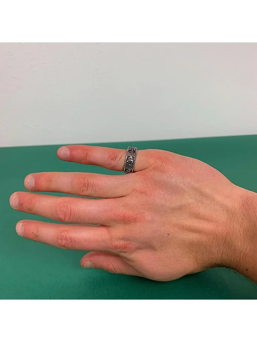 Gothic cross grunge biker ring. Unisex